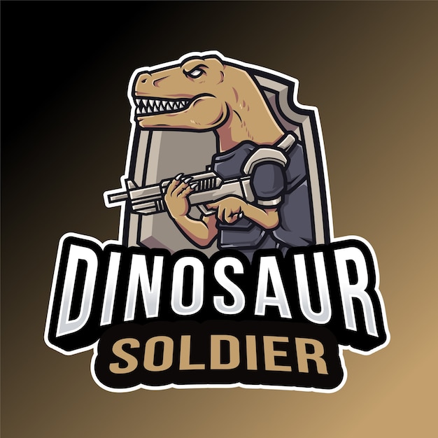 Modello di logo del soldato del dinosauro