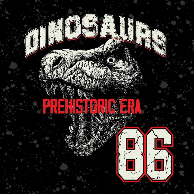 Vector dinosaur tyrannosaurus pre historic graphic tee illustration