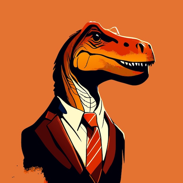 dinosaur wearing a tie vector illustration flat