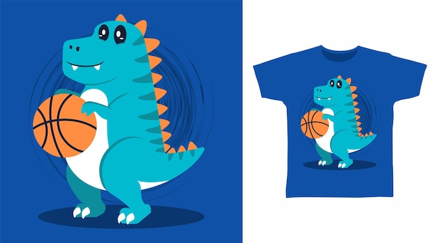 농구 만화 티셔츠와 의류 디자인이 있는 공룡