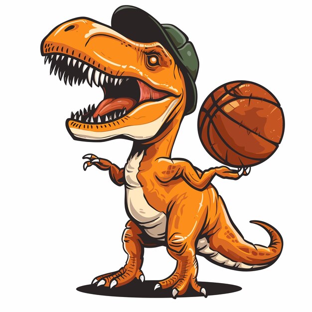 Vector dinosaur_with_basketball_cartoon_tshirt