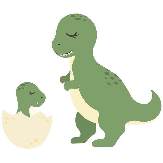 Dinosaur with a child isolated vector illustration on white background