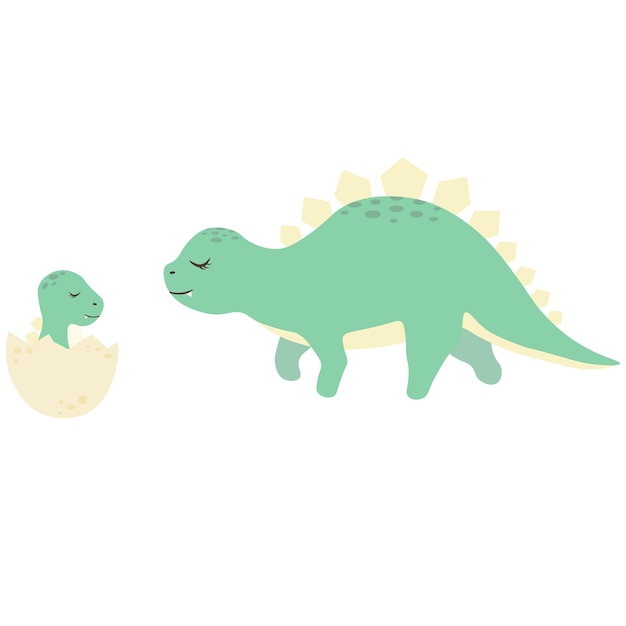 Dinosaur with a Child isolated Vector illustration on white background