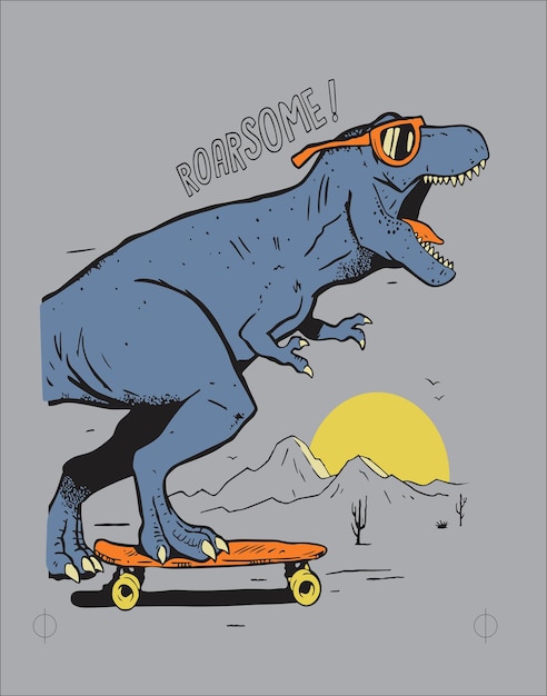 Vector dinosaurio skate grappige kinderen