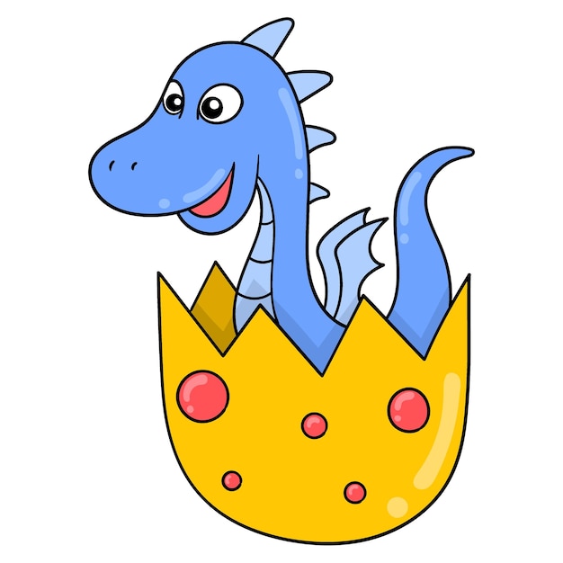 Dinosaurs born from broken eggs doodle icon image kawaii