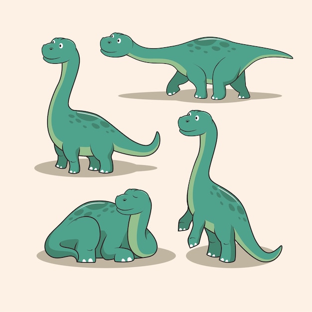 Dinosauri brontosaurus cartoon set