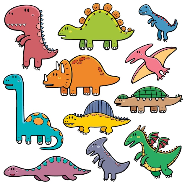 Vector dinosaurs cartoon set