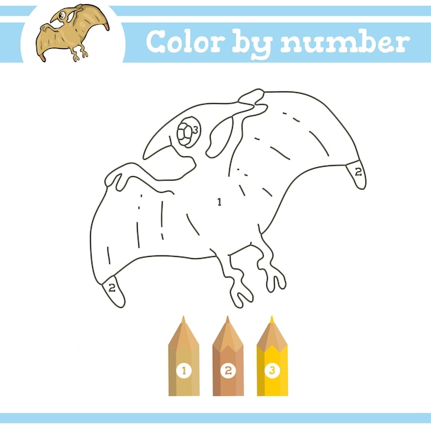 Dinosaurs color by numbers coloring page for preschool children learn numbers for kindergartens