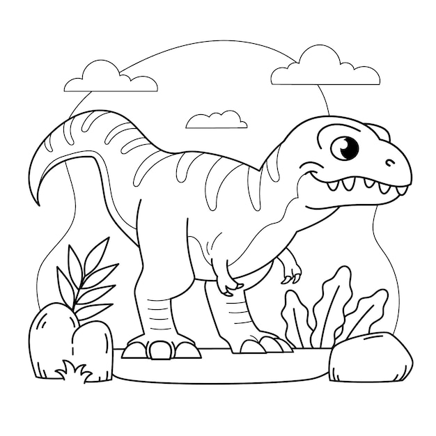 Vector dinosaurs coloring book illustration