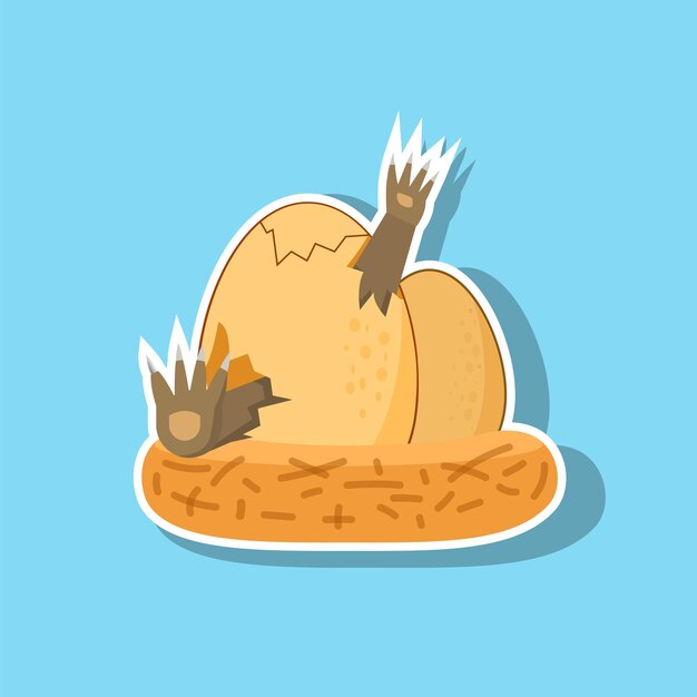 Dinosaurs egg cracked vector illustration mascot