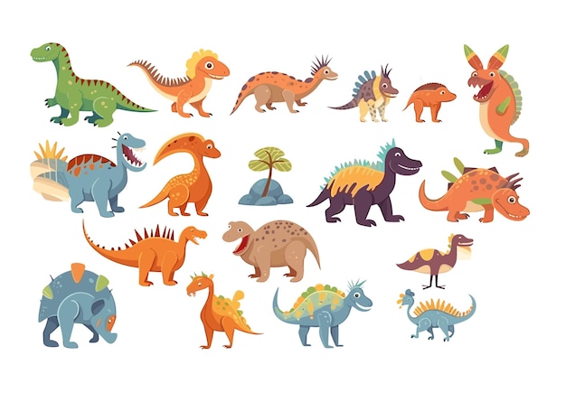 Dinosaurs illustration on white transparent background