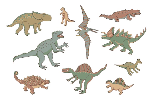 Dinosaurs illustrations set