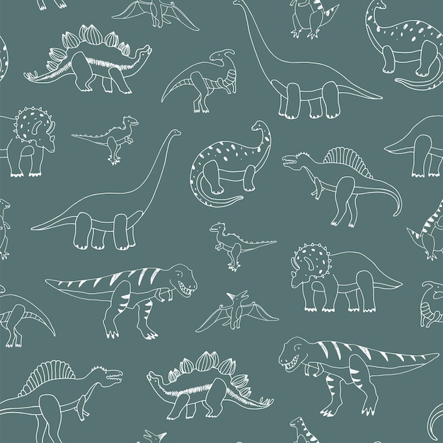 Dinosaurs illustrations vector doodle set