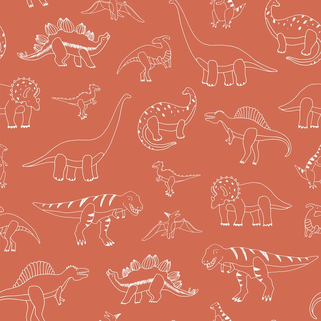 Dinosaurs illustrations vector doodle set