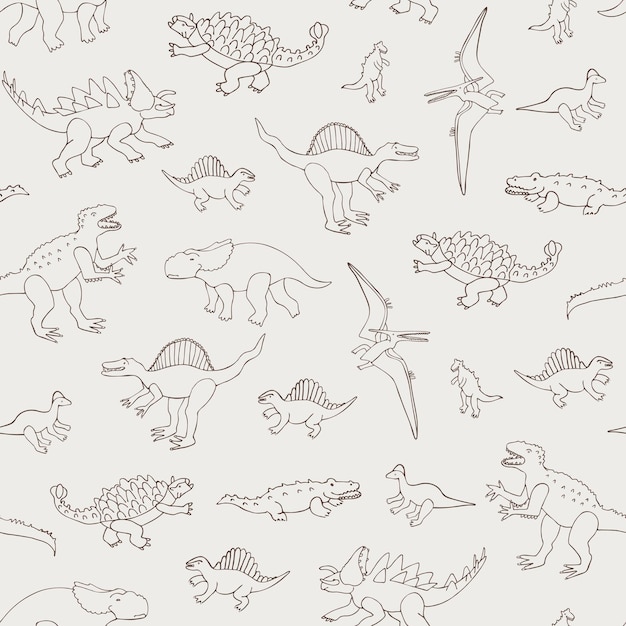 Vector dinosaurs illustrations vector doodle set