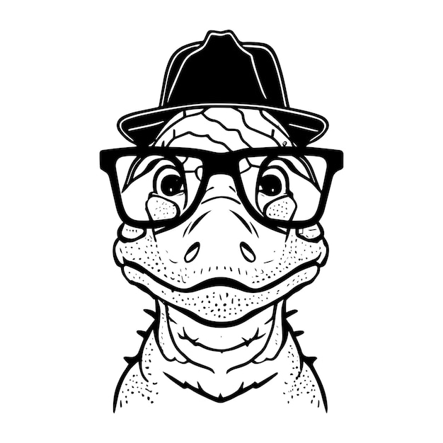 Dinosaurus hipster dier draagt bril vector kunst illustratie