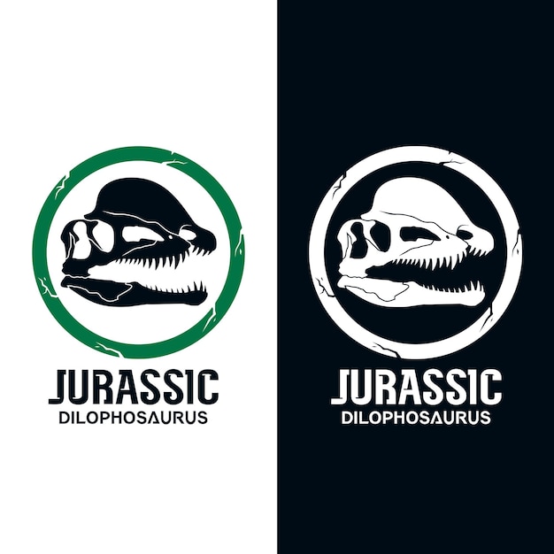 Dinosaurus hoofd schedel logo ontwerp