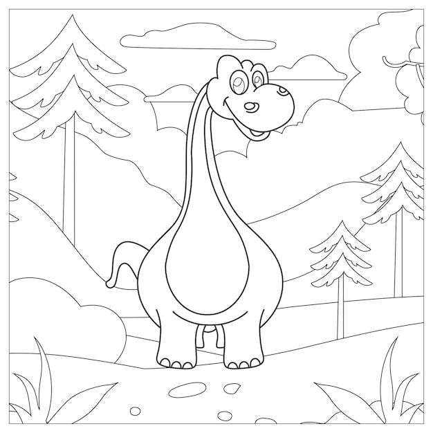 Dinosaurus kleurplaten voor kinderen Afdrukbare Premium Vector
