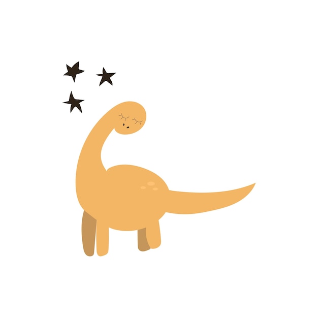 Dinosaurus met sterren op witte achtergrondillustratie in vlakke stijl voor kinderdagverblijf