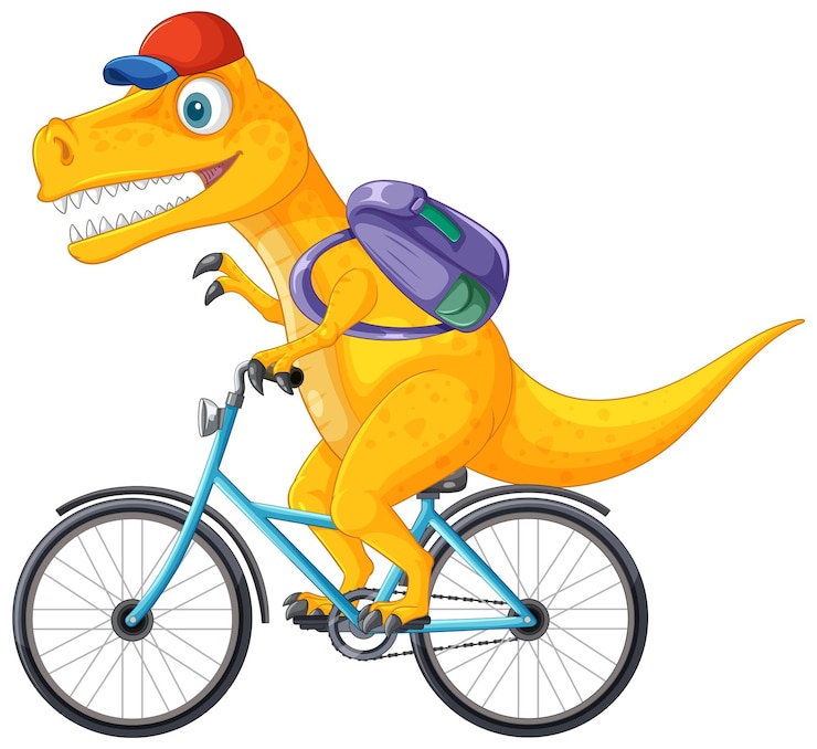 Vector dinosaurus op een fietsavontuur