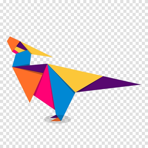 Dinosaurus origami Abstract kleurrijk levendig dinosaurus logo ontwerp Dierlijke origami Vector illustratie