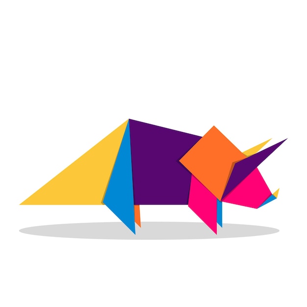 Dinosaurus origami. Abstracte kleurrijke levendige dinosaurus logo ontwerp. Dieren origami. vector illustratie
