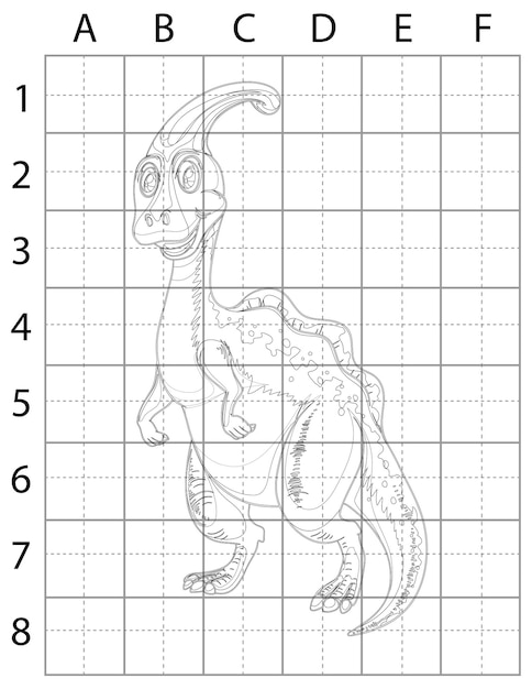 Dinosaurus-tekenpagina, dinosaurussen tekenen, dinosaurussen leren tekenen voor kinderen, dinosaurus zwart en W