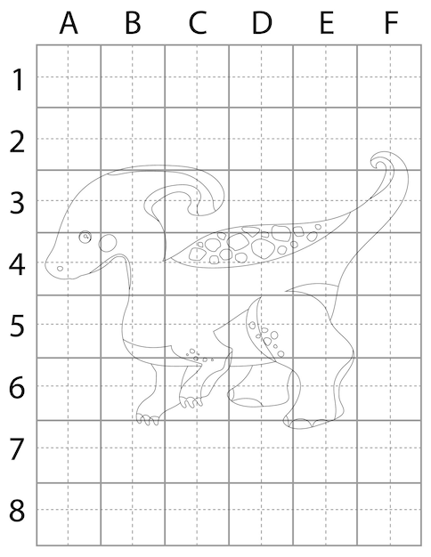 Dinosaurus-tekenpagina, dinosaurussen tekenen, dinosaurussen leren tekenen voor kinderen, dinosaurus zwart en W