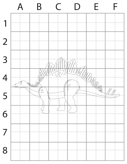 Dinosaurus-tekenpagina, dinosaurussen tekenen, dinosaurussen leren tekenen voor kinderen, dinosaurus zwart en W