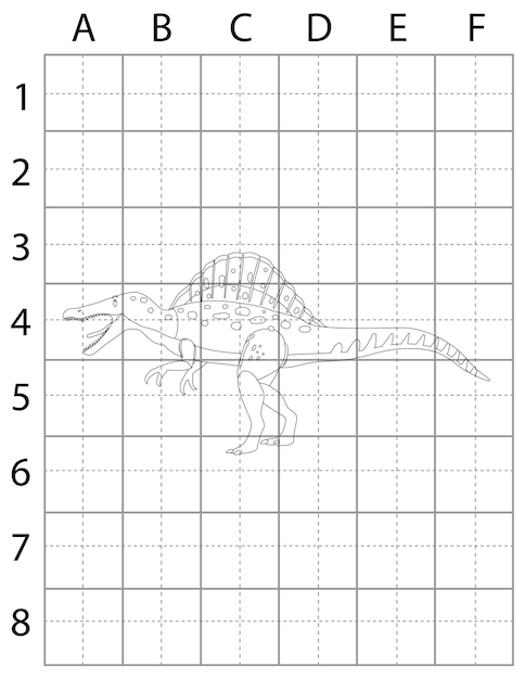 Dinosaurus-tekenpagina, dinosaurussen tekenen, dinosaurussen leren tekenen voor kinderen, dinosaurus zwart en W