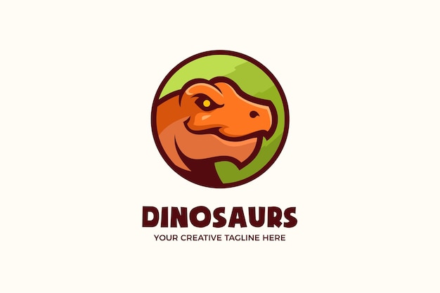 Dinosaurussen hoofd cartoon mascotte logo sjabloon