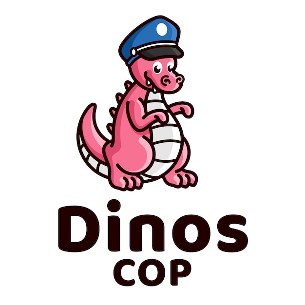 Dinosaurussen politie schattige kinderen logo sjabloon