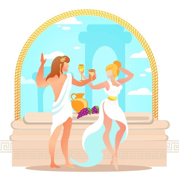 Vector dionysus and ariadne ancient greek god and goddess