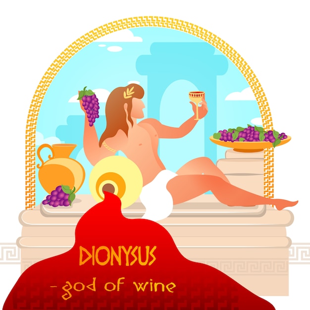 Dionysus Olympian Griekse God met wijnglas