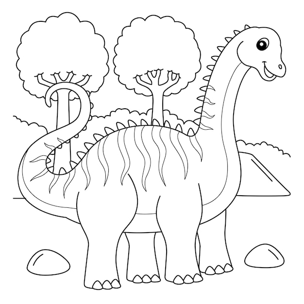 Vector diplodocus kleurplaat voor kinderen