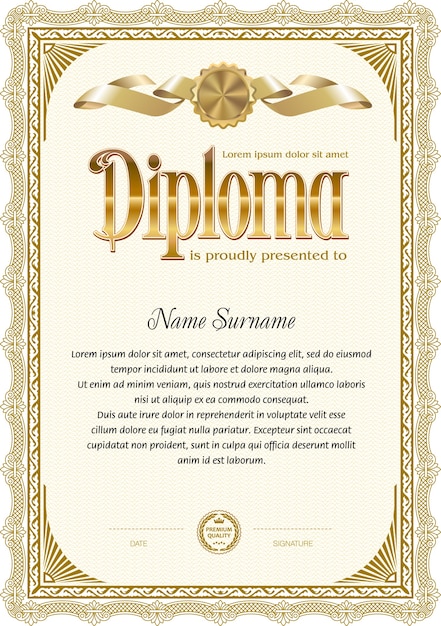 Diploma blank template. monochrome