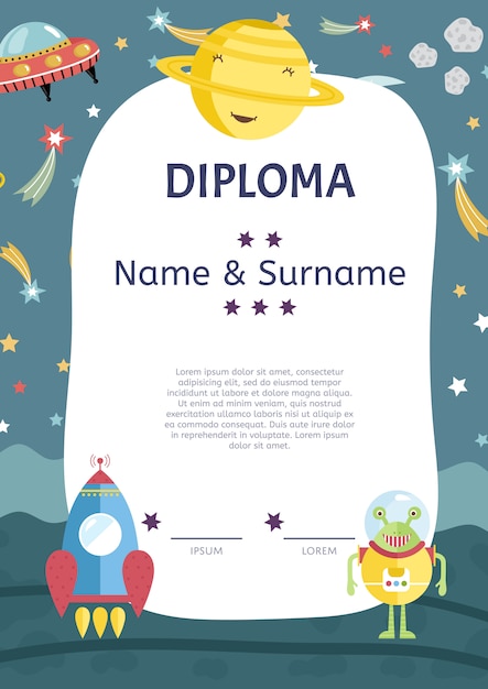 Diploma cartoon sjabloon