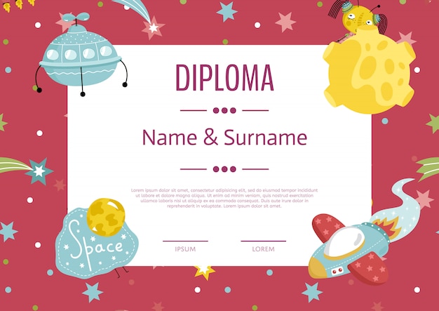 Diploma cartoon vector sjabloon