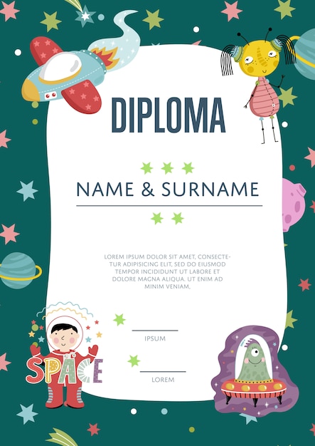 Diploma Cartoon Vector sjabloon