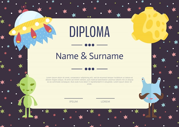 Diploma cartoon vector template