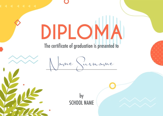 Diploma certificaat concept sjabloon met abstracte achtergrond illustraties vector