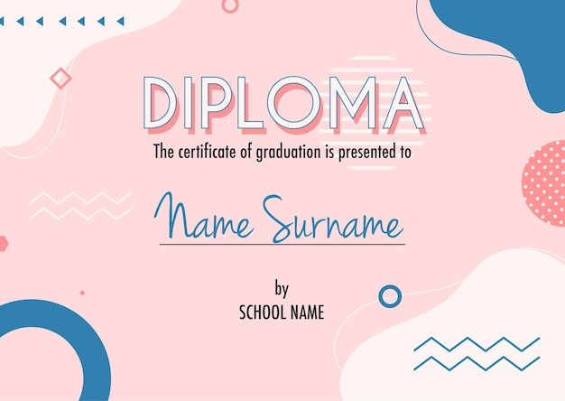 Diploma certificaat concept sjabloon met abstracte achtergrond illustraties vector