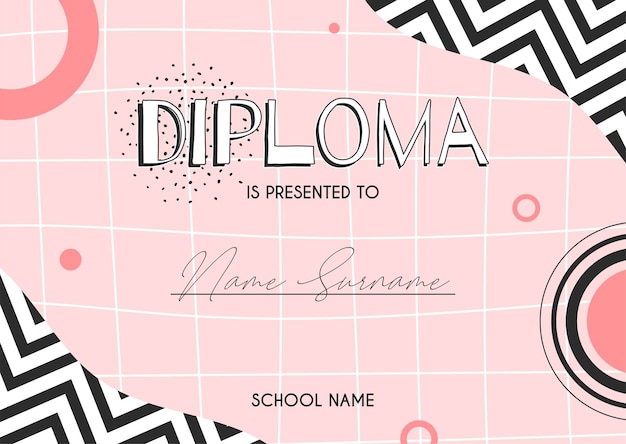 Diploma certificate concept template with abstract background illustrations vector