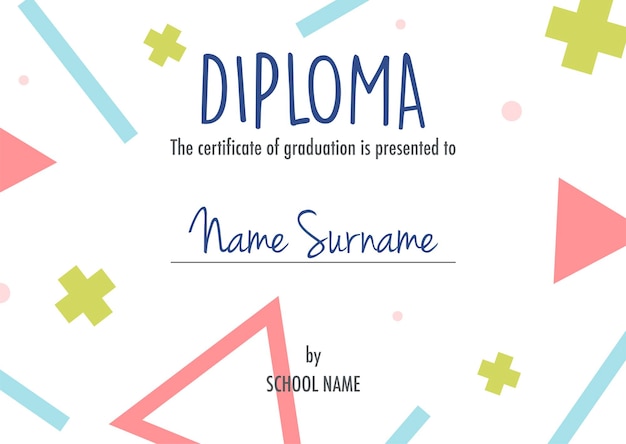 Diploma certificate concept template with abstract background illustrations vector