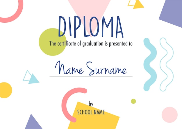 Diploma certificate concept template with abstract background illustrations vector