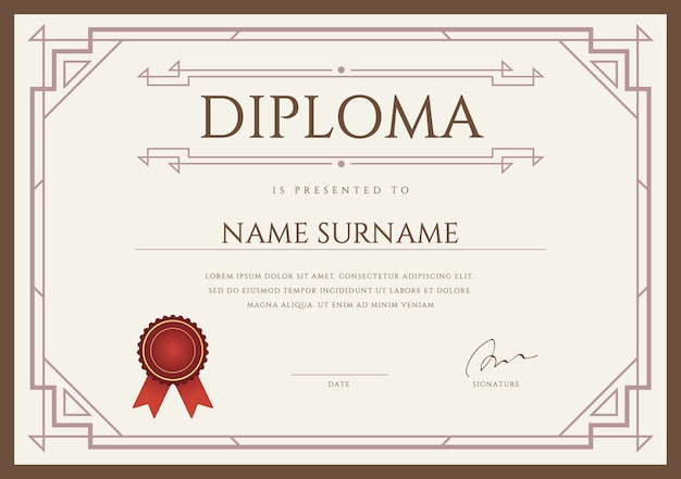 Vettore diploma o certificato premium design template