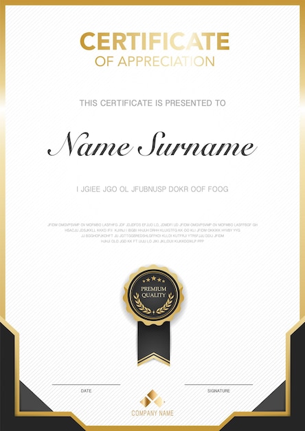 Diploma certificate template red and gold color with luxury and modern style vector image suitable