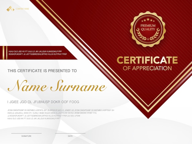 diploma certificate template red and gold color with luxury and modern style vector image