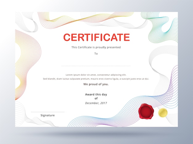 Vector diploma certificate template