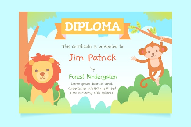 Diploma design template for kids